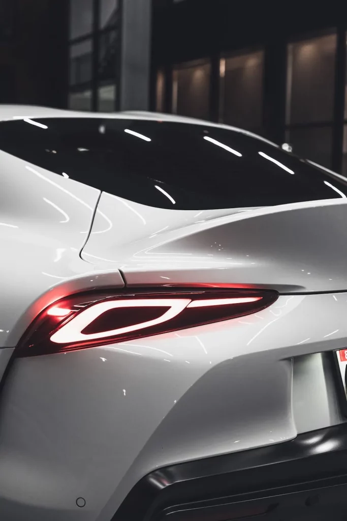 fast car white car rear view